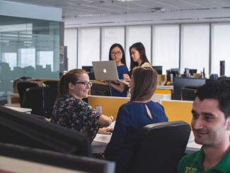 a woman working in an office